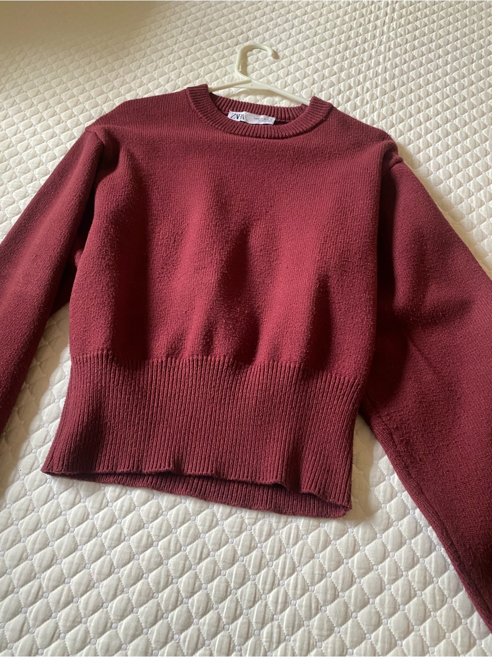 Zara Women's Deep Wine Crewneck Sweater
